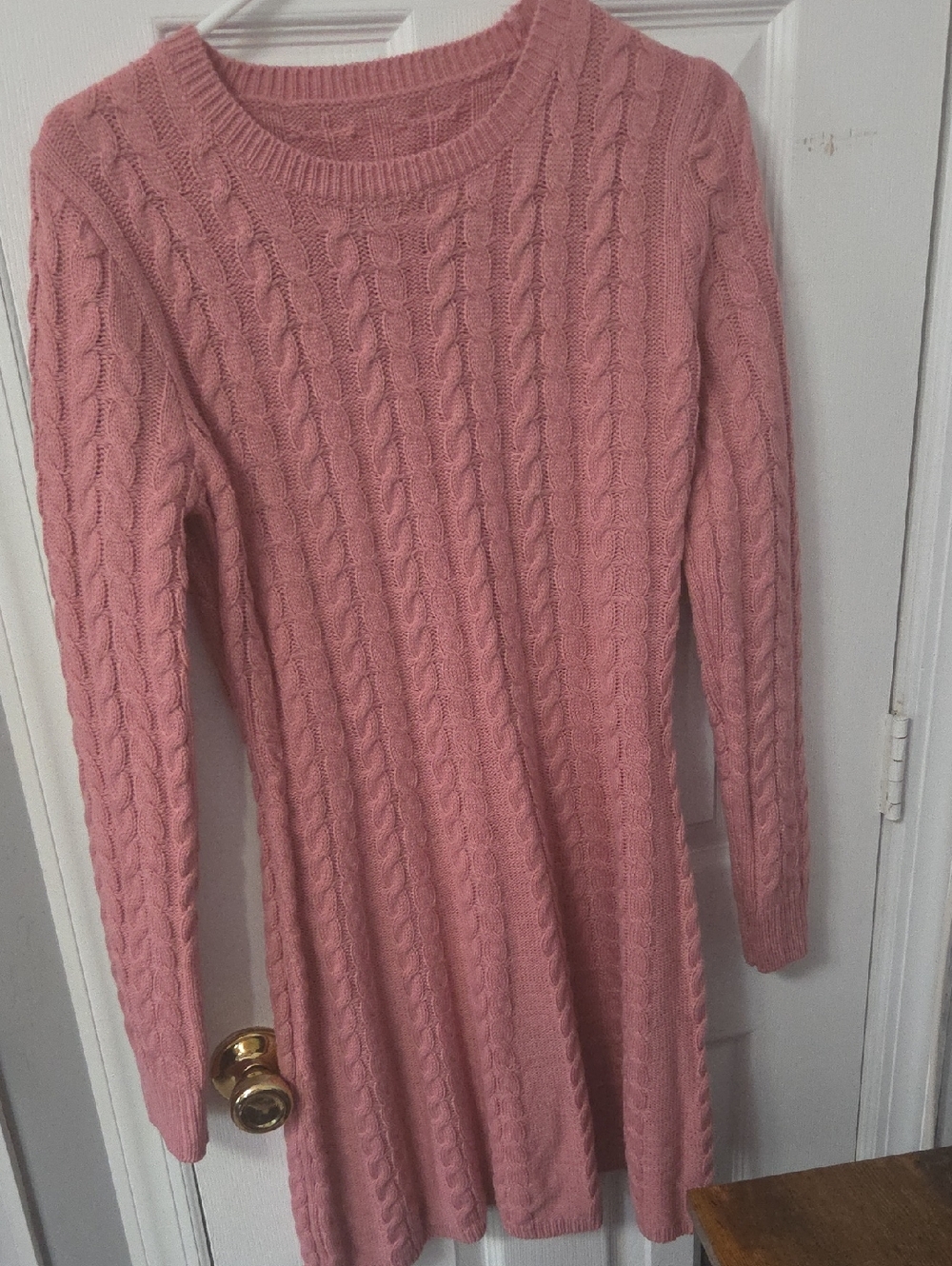 SHEIN Dusty Rose Cable Knit Sweater Dress